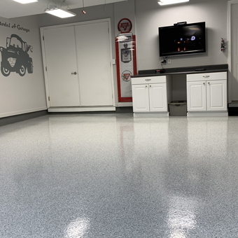 Epoxy Garage Floor, Cabinets, Decor and TV - Jim from Fairfax, VA