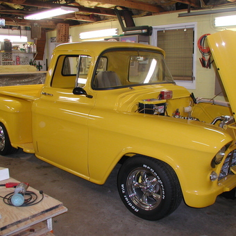 Bright Garage Lighting with Classic Yellow Truck - Lighting