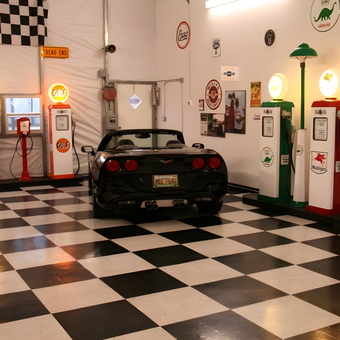 Classic Garage With Vintage Gas Pumps and Corvette - HINZEE from Fort Myers, Florida