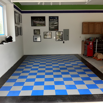 Checkered Garage Floor Tiles and Cabinets - Dr Norad from Colorado Springs, CO