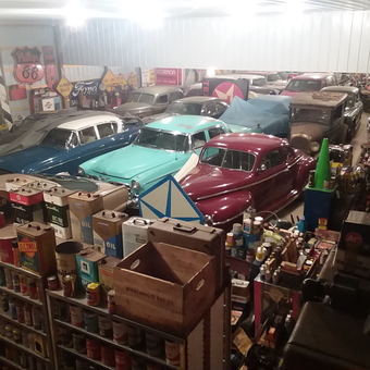 Classic Cars and Vintage Oil Cans Display - Jim from Avon, MN