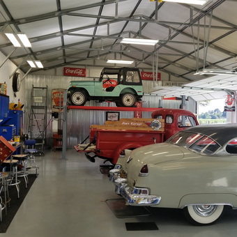 Classic Car Garage with Lift, Decor, and Bar Stools - Jim Varnell from Black Creek, North Carolina