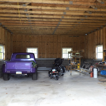 Spacious Garage with Purple Chevy Truck and Motorcycle - William from Roaring Brook Twp, Pa
