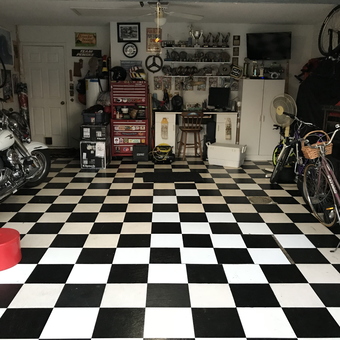 Checkered Garage Floor, Tool Chest, Motorcycles and Bicycles - Hector M Rodriguez from Lake Mary, FL