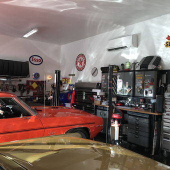 Classic Car Garage with Tool Storage and Signs - Life's love. from Punta Gorda, Florida