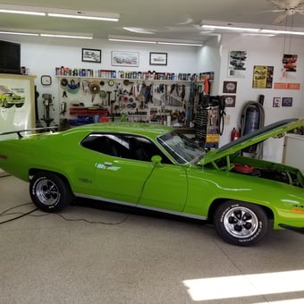Classic green muscle car and organized tool wall - Jerry's Garage from Trevor, WI