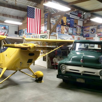 Classic Plane and Vintage Truck in Decorated Garage - Ray from Marion, Indiana