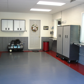 Organized garage with metal cabinets and flooring - Dennis from Bluffton, SC