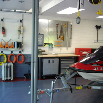 Organized Garage With Workbench, Tool Storage, and Jet Ski - Dennis from Bluffton, SC