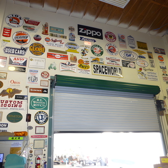 Garage wall with vintage signs and collectibles - Cliff from Titusville, FL