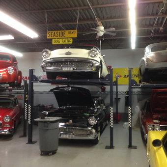 Classic Cars on Auto Lifts in Organized Garage - Joe T from Richmond, NY
