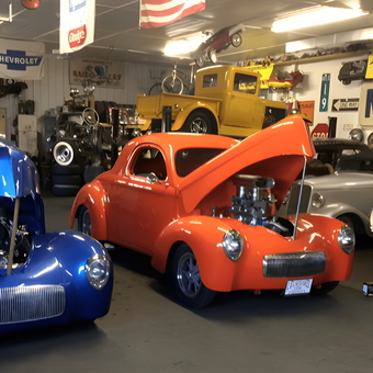 Classic Cars and Vintage Signs in Custom Garage - Clarence from Riverside, NJ