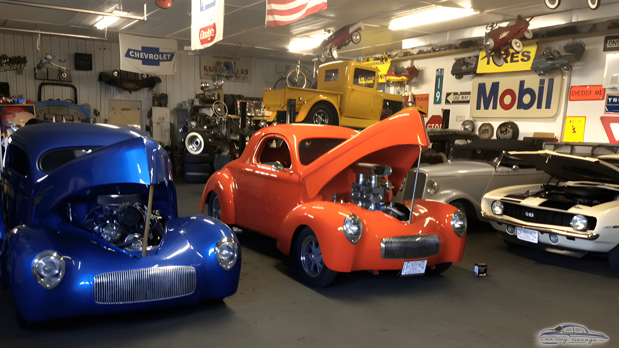Classic Cars and Vintage Signs in Custom Garage - Clarence from Riverside, NJ