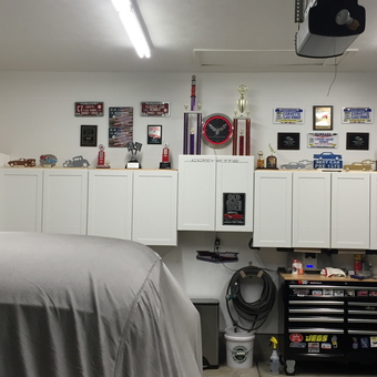 Organized Garage With Cabinets, Tool Chest, and Trophies - Mickey from Youngstown, OH