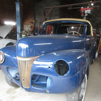 Classic Blue Convertible Restoration in Garage - Dan from Steuben, ME