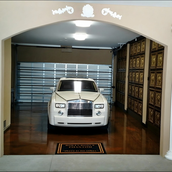 Luxury garage with white columns and decorative wall panels - JOE from North Myrtle Beach, SC