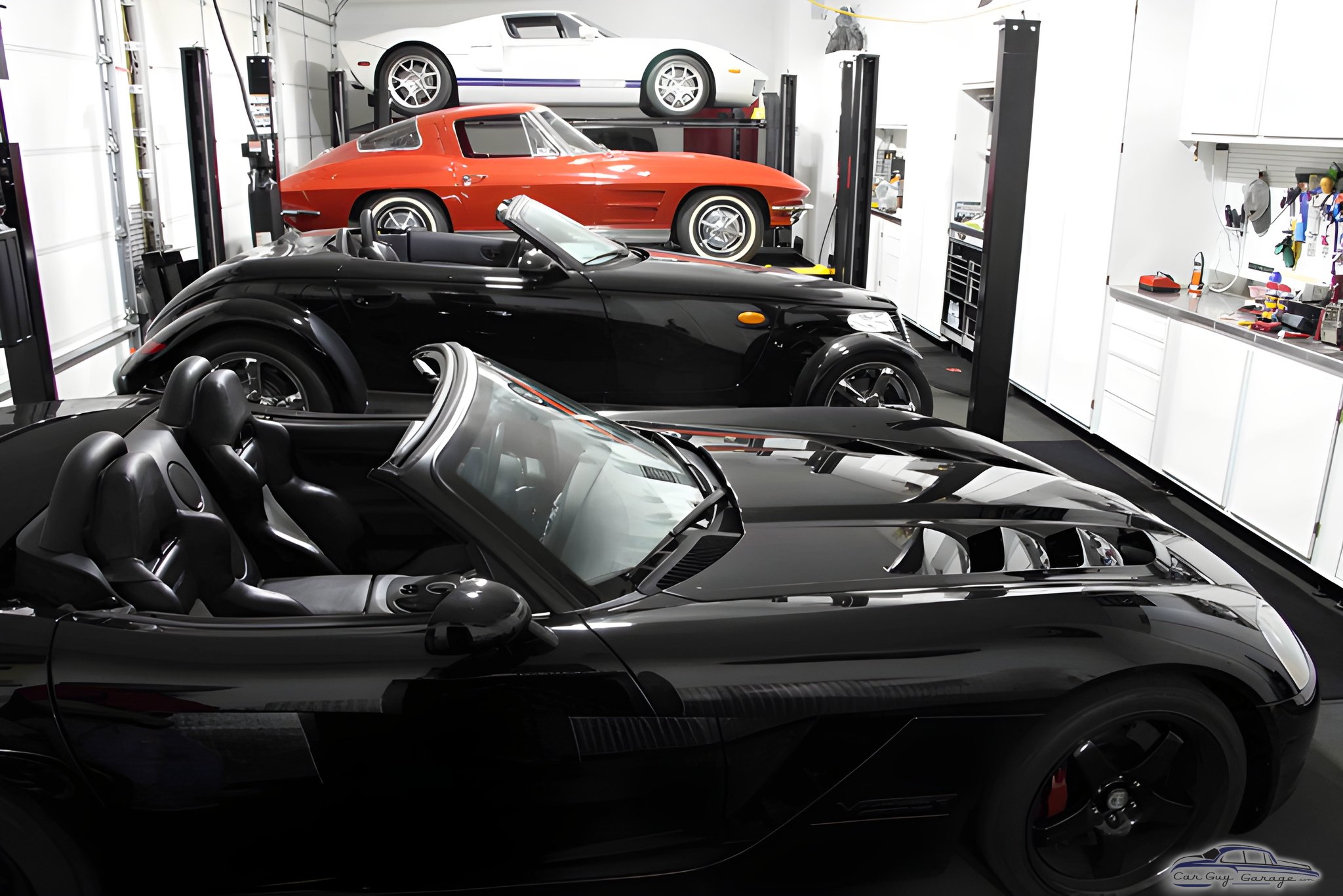 Luxury Cars and Car Lifts in Organized Garage - David from Miami, FL