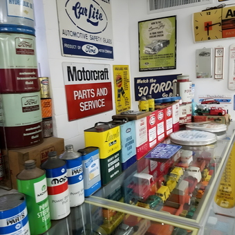 Vintage Ford Garage Decor and Collectibles Display - The Ford Garage from nitro, WV
