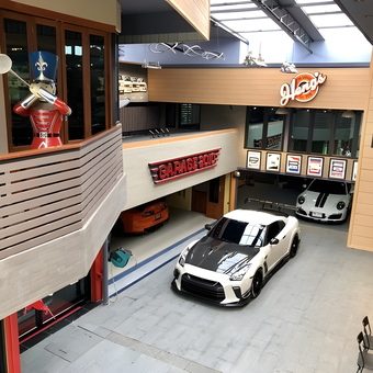 Modern Garage With Sports Cars and Neon Signs - Heng from Bangkok