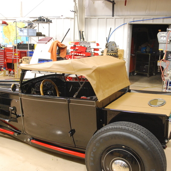 Classic Roadster With Tan Soft Top In Organized Garage - Tom from HENRY, VA