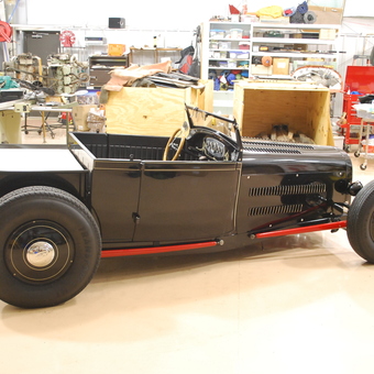 Classic black hot rod and organized garage workstations - Tom from HENRY, VA