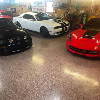 Classic Car Garage with Epoxy Flooring and Wall Decor - Ron from Russellville, KY