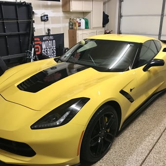 Yellow Corvette in Organized Garage with Cabinets - Steve from Sacramento, CA