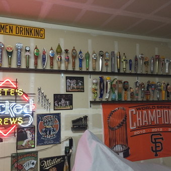 Garage Bar Decor with Beer Taps and Neon Sign - Steve from Sacramento, CA