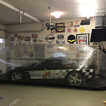 Car Capsule Storage with Racing Decor in Garage - Patrick from Tuscola, IL