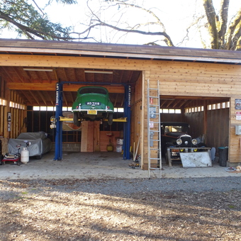 Wood Garage With Car Lift and Classic Cars - Charley from Oregon