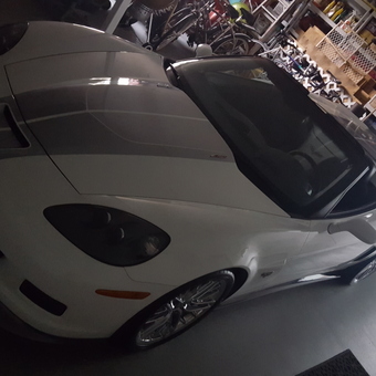 Organized garage with Corvette and storage shelves - Sal from Port Charlotte, FL