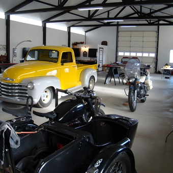 Classic Yellow Truck and Motorcycles in Spacious Garage - Skull from WELLINGTON, NV