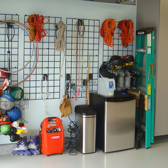 Organized Garage with Grid Wall Storage and Cabinets - Eric from Huntington Beach, CA