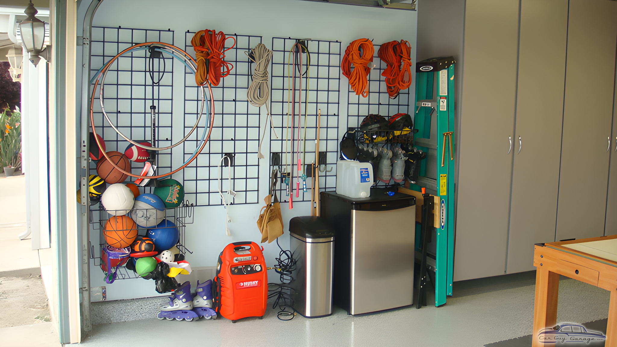 Organized Garage with Grid Wall Storage and Cabinets - Eric from Huntington Beach, CA