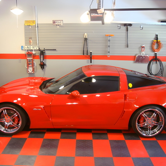 Red Corvette in Organized Garage with Slatwall - Ismael from Las Cruces, NM