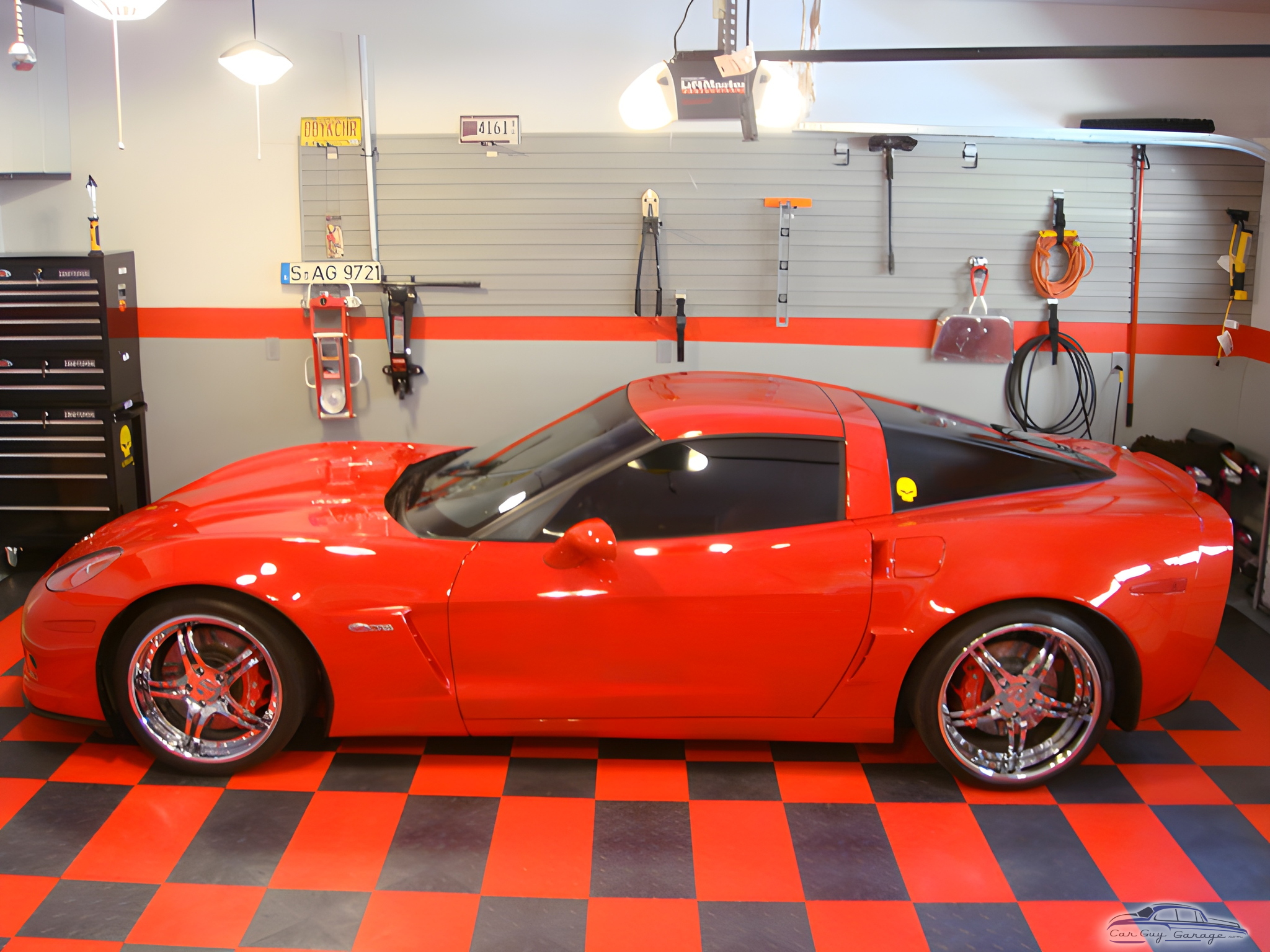 Red Corvette in Organized Garage with Slatwall - Ismael from Las Cruces, NM