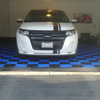 Garage with Blue and Black Tile Flooring - Robert from Matteson, IL