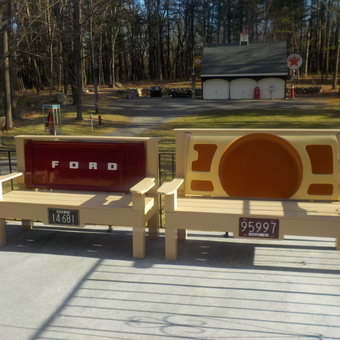Custom Ford Tailgate and Themed Benches with License Plates - Jim from Sterling, MA