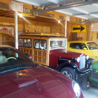 Classic Cars, Tractor, and Signs in Wood Garage - Jim from Sterling, MA