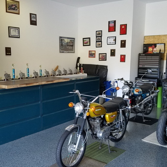 Motorcycle Garage with Tool Chests and Wall Decor - Rick from Temple, PA