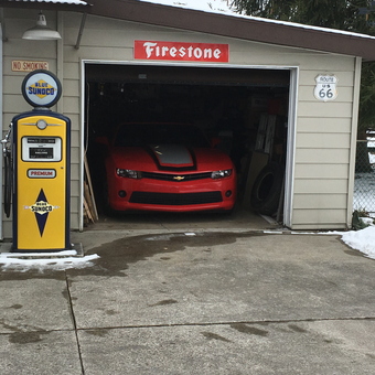 Classic Sunoco Gas Pump and Red Car Garage - Terry from Holland, OH