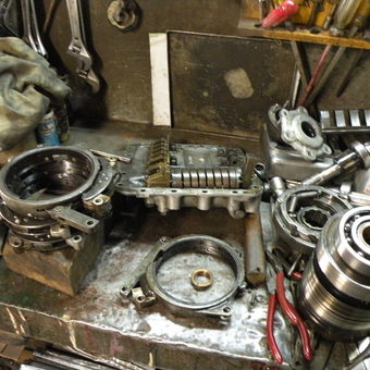 Garage Workbench with Transmission Parts and Tools - Bernie from East Doncaster, Victoria Australia