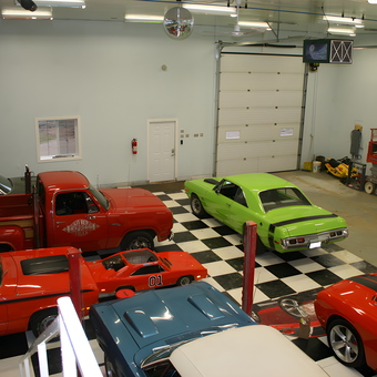 Classic Car Garage with Checkered Floor and Lift - Basil from Fort Nelson, BC