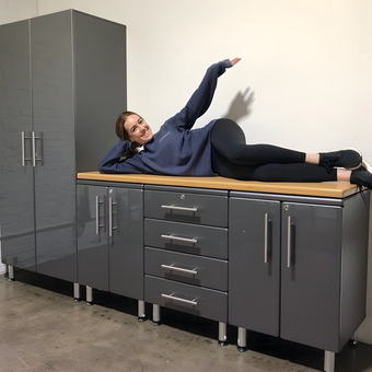 Gray Garage Cabinets with Wood Countertop - Tom from Rancho Santa Margarita, CA