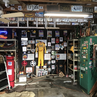 Racing Decor Garage with Neon Sign and Trophies - Don from Houston, TX