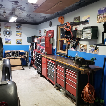 Organized garage with tool chests and workbench - Jack from Elmira, NY