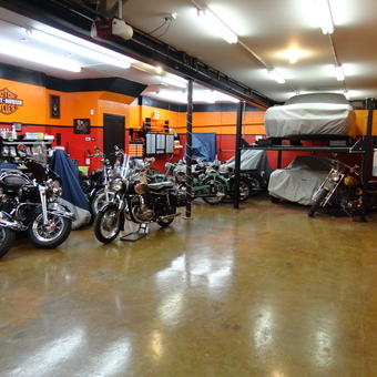 Motorcycle Collection and Car Lift in Custom Garage - Guy from CAIRO, NY