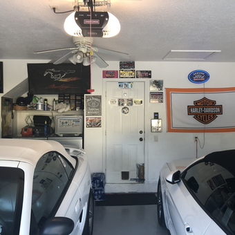 Mustang Decor, Harley-Davidson Flag, Neon Signs in Garage - MrfiveO from Weston, FL