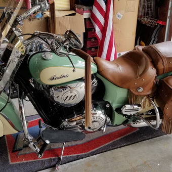 Classic Indian Motorcycle with Leather Saddlebags - Dinger from Littleton, MA