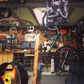 Bicycle Workshop with Tools and Parts - Heritage of BBT from Garmisch Partenkirchen Germany